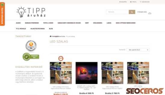 tipparuhaz.hu/kategoria/led_szalag desktop előnézeti kép
