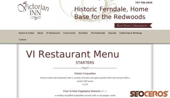 victorianvillageinn.com/the-vi-restaurant/menu desktop obraz podglądowy