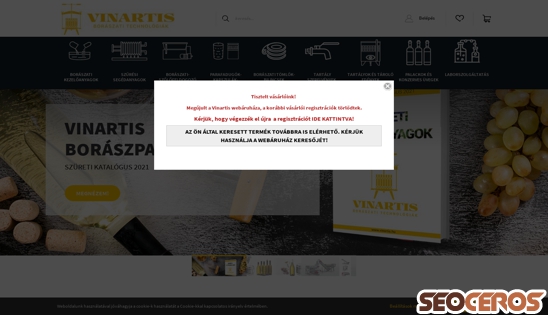 vinartis.hu desktop förhandsvisning