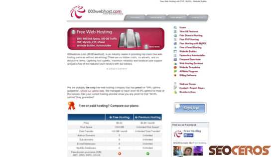 000webhost.com desktop obraz podglądowy