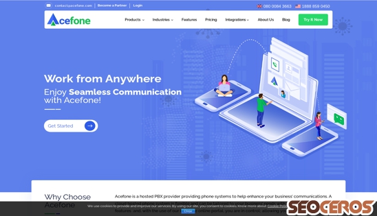 acefone.com desktop preview