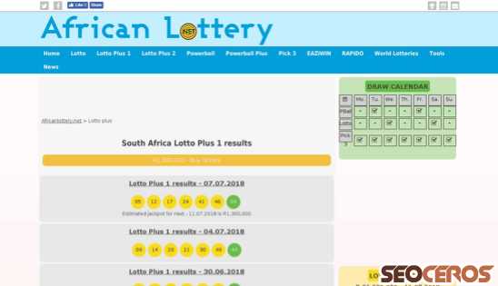 africanlottery.net/lotto-plus desktop előnézeti kép