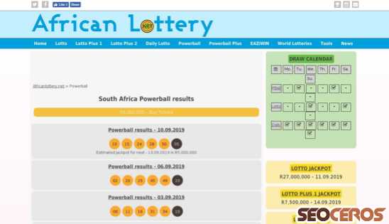 africanlottery.net/powerball desktop előnézeti kép