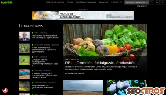 agrarunio.hu desktop előnézeti kép