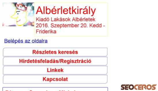 alberletkiraly.hu desktop előnézeti kép