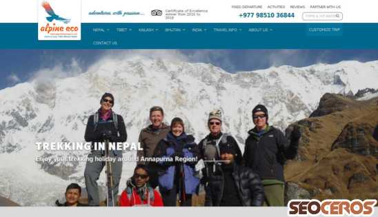 alpineecotrek.com desktop náhľad obrázku