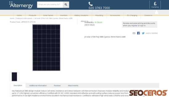 alternergy.co.uk/homepage-product-categories/featured-solar-panels/ja-solar-270w-poly-5bb-cypress.html desktop preview