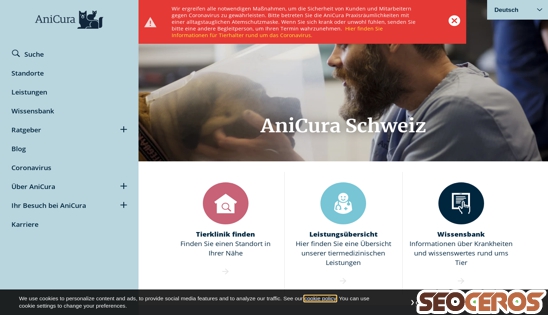 anicura.ch desktop förhandsvisning