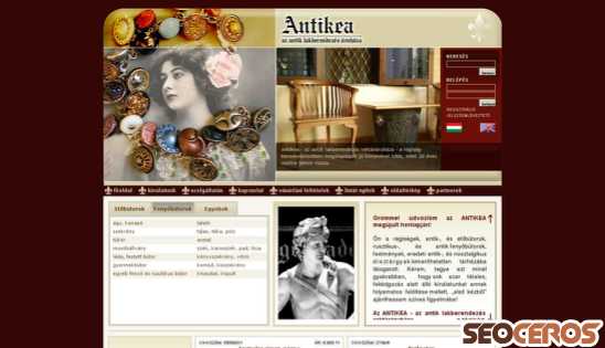 antikea.hu desktop förhandsvisning