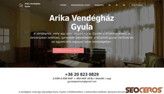 arika-apartman.hu desktop előnézeti kép