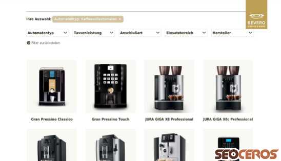 bevero.de/produkt-kategorie/maschinen/?pa_automatentyp=kaffeevollautomaten desktop obraz podglądowy