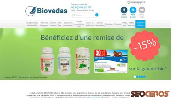 biovedas.fr desktop förhandsvisning