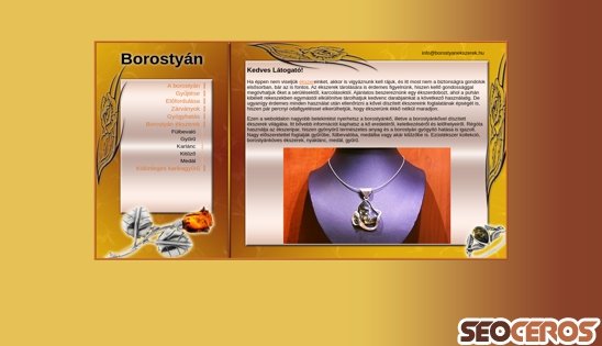 borostyanekszerek.hu desktop előnézeti kép