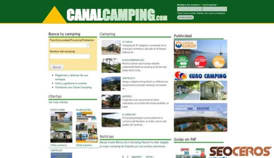 canalcamping.com desktop előnézeti kép