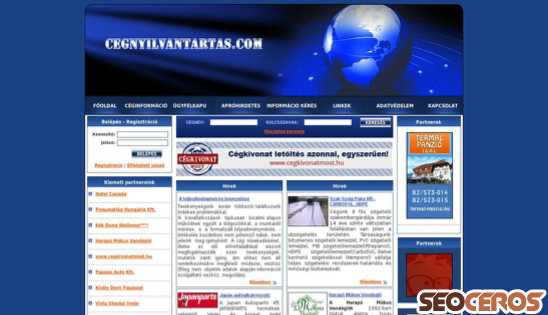 cegnyilvantartas.com desktop előnézeti kép