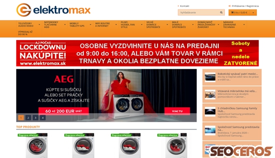 elektromax.sk desktop náhled obrázku