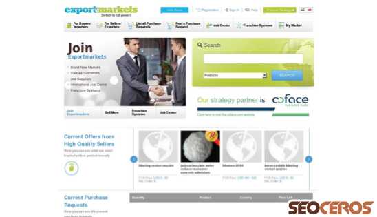 exportmarkets.com desktop náhľad obrázku