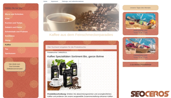feinschmeckerparadies.com/kaffee.php desktop obraz podglądowy