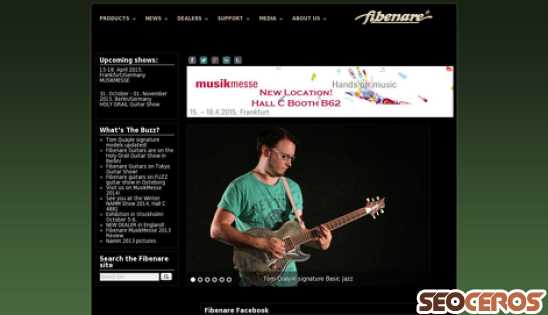 fibenare-guitars.com desktop förhandsvisning