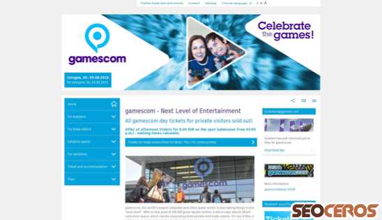 gamescom-cologne.com desktop förhandsvisning