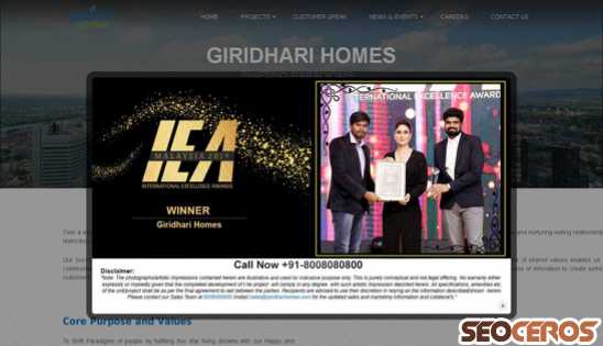 giridharihomes.com desktop náhľad obrázku