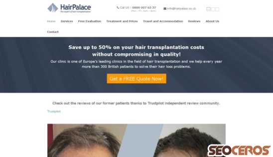 hairpalace.co.uk desktop förhandsvisning