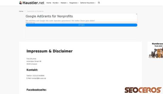 haustier.net/impressum desktop preview