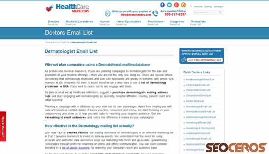 hcmarketers.com/dermatologist-email-list desktop 미리보기