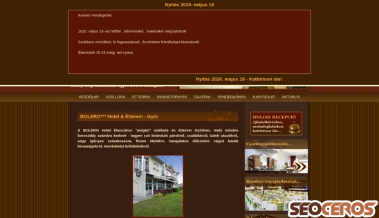 hotelbolero.hu desktop náhľad obrázku