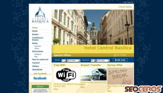 hotelcentral-basilica.hu desktop náhled obrázku