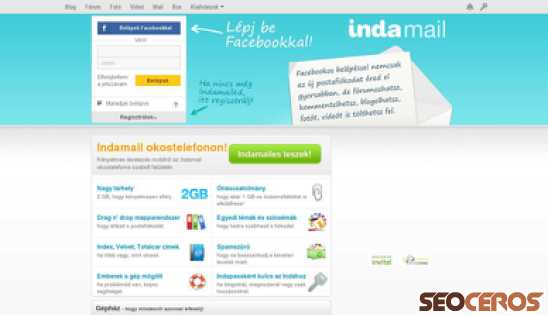 indamail.hu desktop előnézeti kép