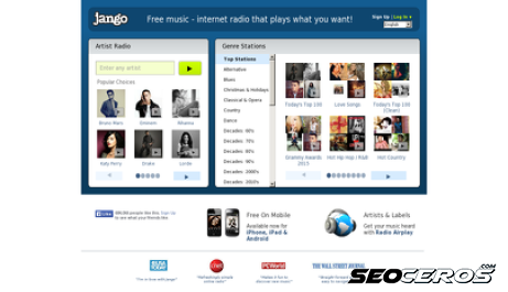 jango.com desktop förhandsvisning