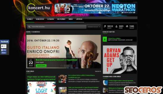 koncert.hu desktop náhľad obrázku