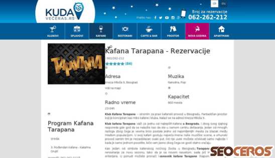 kudaveceras.rs/kafane-beograd/kafana-tarapana desktop förhandsvisning