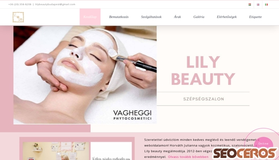 lilybeauty.hu desktop előnézeti kép