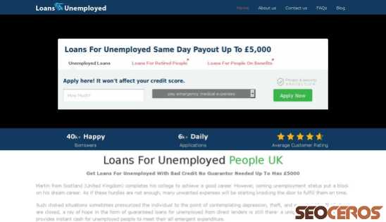 loans4unemployed.co.uk desktop előnézeti kép