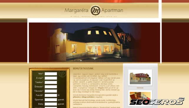 margaretaapartman.hu desktop náhľad obrázku