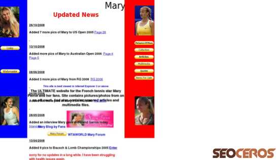 mary-pierce.org desktop förhandsvisning
