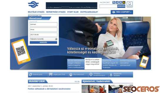 mav.hu desktop előnézeti kép