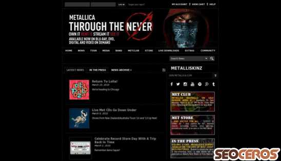 metallica.com desktop प्रीव्यू 