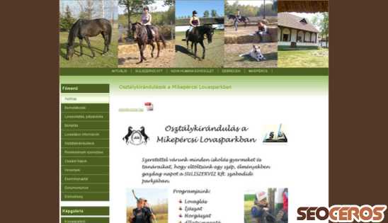 mikepercsi-lovaspark.hu desktop előnézeti kép