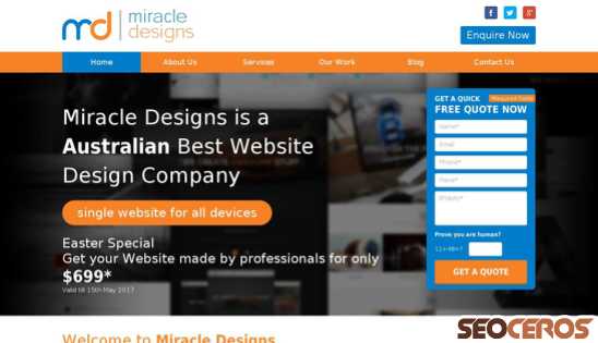miracledesigns.com.au desktop vista previa