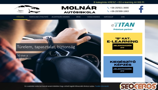 molnarautosiskola.com desktop előnézeti kép