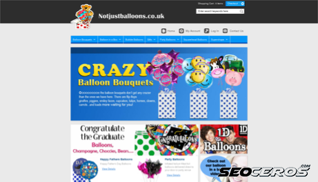 notjustballoons.co.uk desktop preview