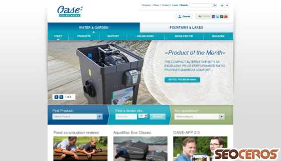 oase-livingwater.com desktop előnézeti kép
