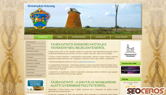 ormenykut.hu desktop náhľad obrázku