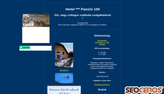 panzio100.hu desktop förhandsvisning