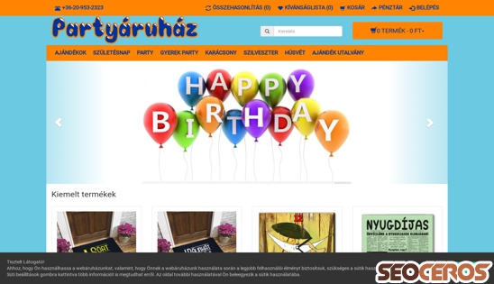 partyaruhaz.hu desktop náhled obrázku