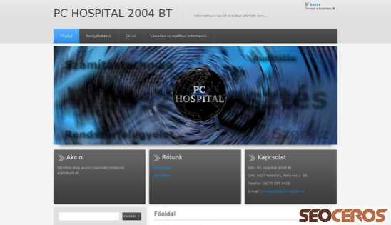 pchospital.hu desktop előnézeti kép