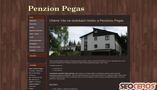 penzionpegas.cz desktop előnézeti kép
